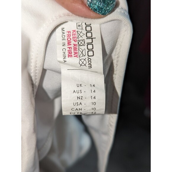 Boohoo Size 10 White BRIDE gold Metallic print One Piece Swimsuit Bathing Swim - Picture 4 of 5